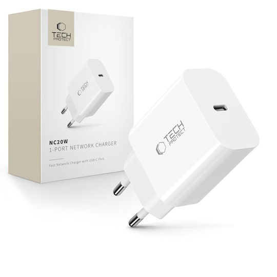 Tech-Protect Φορτιστής Χωρίς Καλώδιο με Θύρα USB-C 20W Power Delivery Λευκός (NC20W)