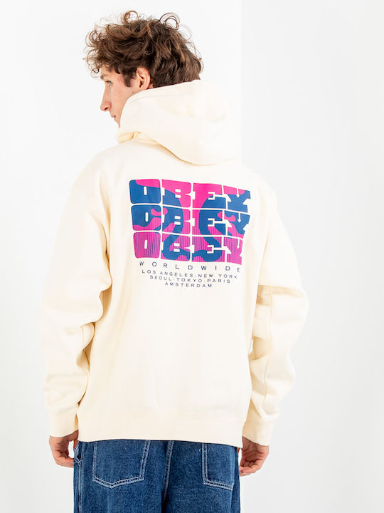 Obey Brick By Brick Φούτερ με Κουκούλα Μπεζ