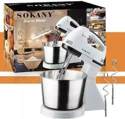 Sokany Μίξερ με Inox Κάδο 2lt Λευκό 250W