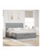 Double Bed Upholstered with Fabric Light Gray with Slats and Mattress 160x200cm 3313168