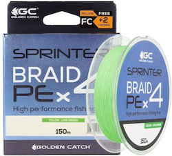 Νημα Golden Catch Braided Line Sprinter Pe X4 150m Lime Green #1.2pe 0.185mm Νημα Golden Catch Braided Line Sprinter Pe X4 150m Lime Green #1.2pe 0.185mm