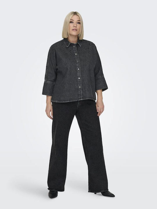 Hoch tailliert Damenjeans Black