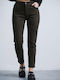 Damen Hoch tailliert Stoff Hose Brown