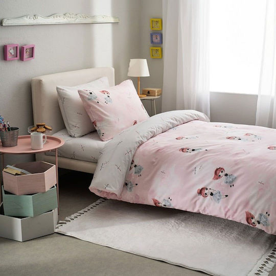 Vesta Home Kinderbettlaken Set Baumwoll Rosa Pink 170x260cm 3 Stück