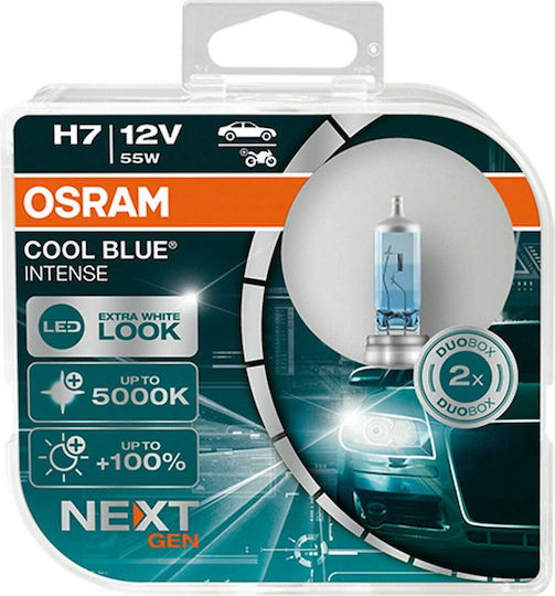 Osram Lamps Car Cool Blue Intense H7 Halogen 5000K Cold White 12V 55W 2pcs