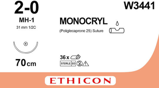 Етикон Monocryl абсорбиращ шев 1/2 31mm 70cm W3441