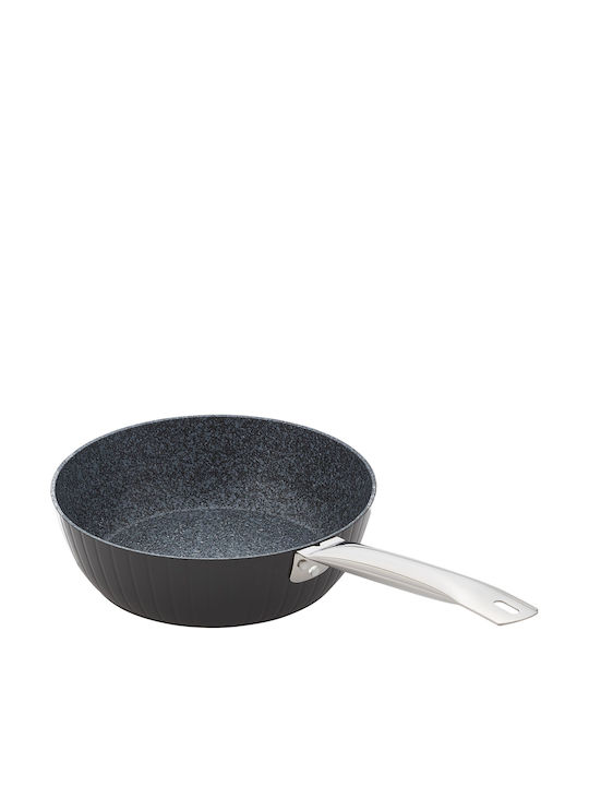 Judge Evertough Tiefe Bratpfanne Edelstahl Aluminium 24 cm Schwarz Silber