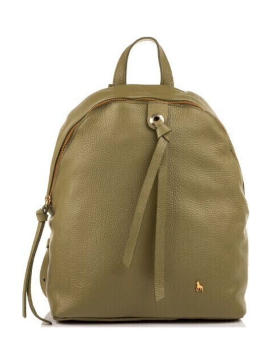 Boxer Leder Damentasche Rucksack Khaki