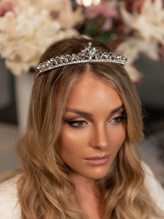 Νυφική Τιάρα Ζιργκόν Οβάλ Στρόγγυλο Σχημά Valerie Wedding Tiara Ba014 Hair Duty Hrd-ba014