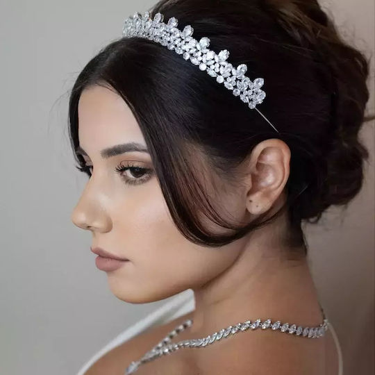 Булчинска тиара с циркони овална и кръгла форма Queen Vivian Tiara Ba012 за коса Hrd-ba012