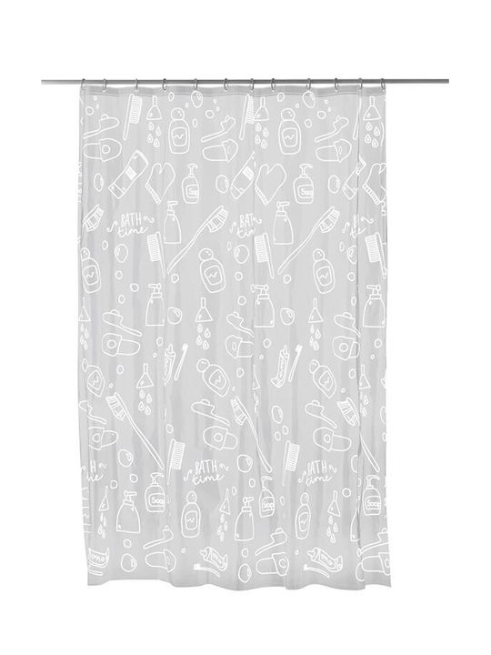 Atenas Shower Curtain Fabric with Hooks 180x200cm 1
