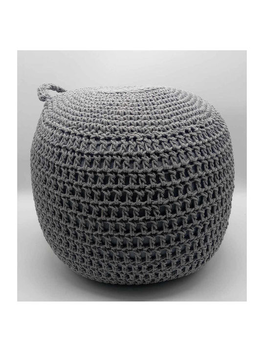 Puf Macrame cu Mâner 50x45cm Gri