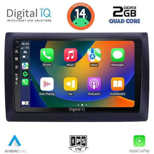 Digital IQ Auto-Audiosystem für Fiat Stil 2001-2007 (Bluetooth/USB/AUX/WiFi/GPS/Apple-Carplay/Android-Auto) mit Touchscreen 9"