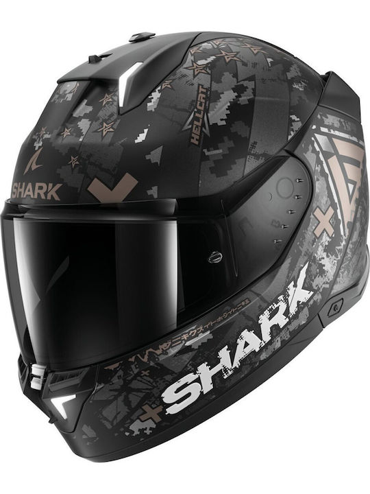 Shark Skwal I3 Hellcat Matt Black Gold Cască Mo...