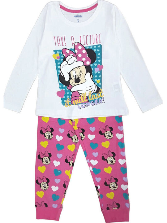 Disney Детска пижама Зимна Grey Melange, Pink Дълъг ръкав