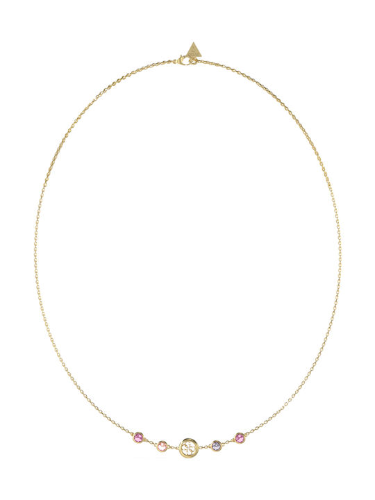Guess Necklace from Gold Plated Steel with Zircon Pink JUBN05097JWYGFCT U