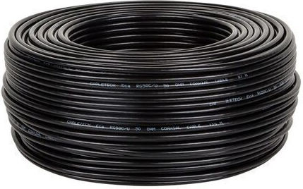 Cablu coaxial Rg58 7 fire de cupru x 0,2 mm 100 m 2,4 GHz impedanță 50 ohmi