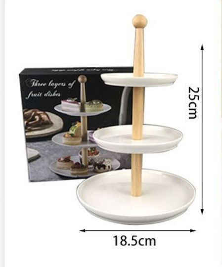 SDS Fruit Bowl Ceramic 3 Levels White