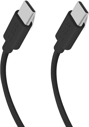 SBS Braided USB 2.0 Cable USB-C male - USB-C 60W PD Μαύρο 1.5m