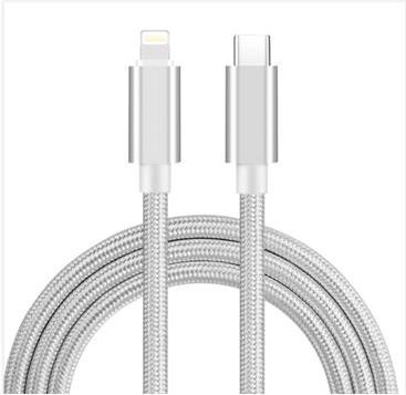 Naxius Geflochten USB-C zu Lightning Kabel 27W Weiß 1m