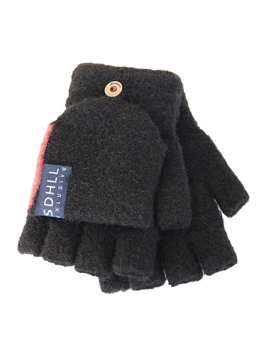 Vamore Unisex Knitted Fingerless Gloves Black