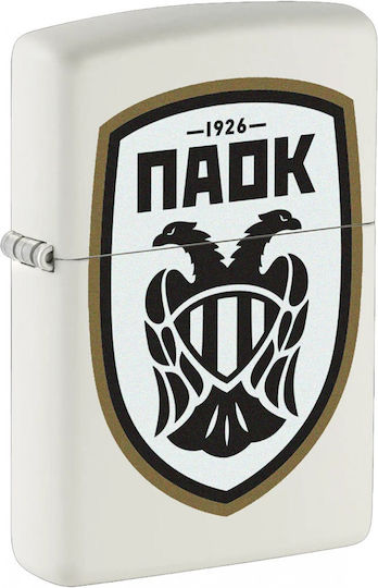 Zippo PAOK Feuerzeug Flamme in Weiß Farbe