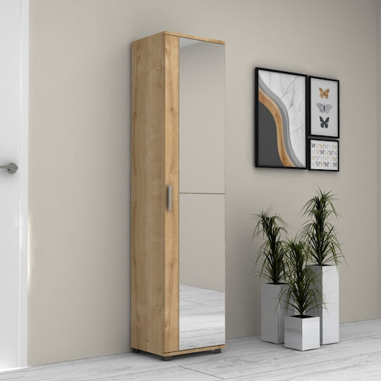 Single Door with Mirror Visla 45x36x187cm Natural Beech