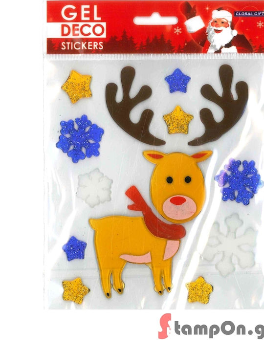 Global Gift Χριστουγεννιάτικα Sticker Gel Deco Τάρανδος Άη Βασίλη 13x17cm 310515