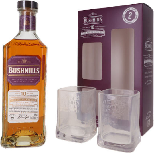 Bushmills 10 Years Sweet Wine Drink Composition with Glasses 43° 0.7l Box