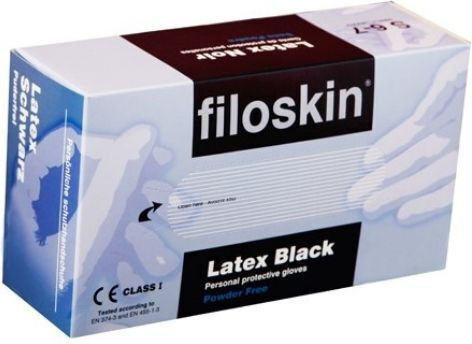 Filoskin Γάντια Λάτεξ Χωρίς Πούδρα σε Μαύρο Χρώμα 100τμχ