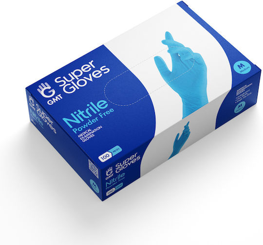 GMT Super Gloves Γάντια Νιτριλίου Χωρίς Πούδρα σε Μπλε Χρώμα 1000τμχ