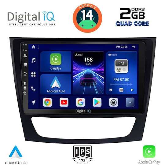 Digital IQ Auto-Audiosystem für Mercedes-Benz E Klasse / CLS Klasse 2003-2009 (Bluetooth/USB/AUX/WiFi/GPS/Apple-Carplay/Android-Auto) mit Touchscreen 9"