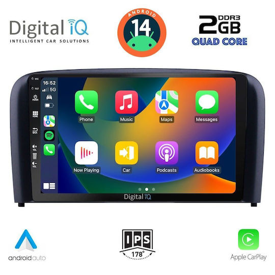Digital IQ Ηχοσύστημα Αυτοκινήτου για Volvo S80 1998-2006 (Bluetooth/USB/AUX/WiFi/GPS/Apple-Carplay/Android-Auto) με Οθόνη Αφής 9"