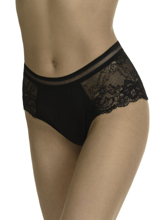 Miss Rosy High Waist Seamless Slip With Lace Black