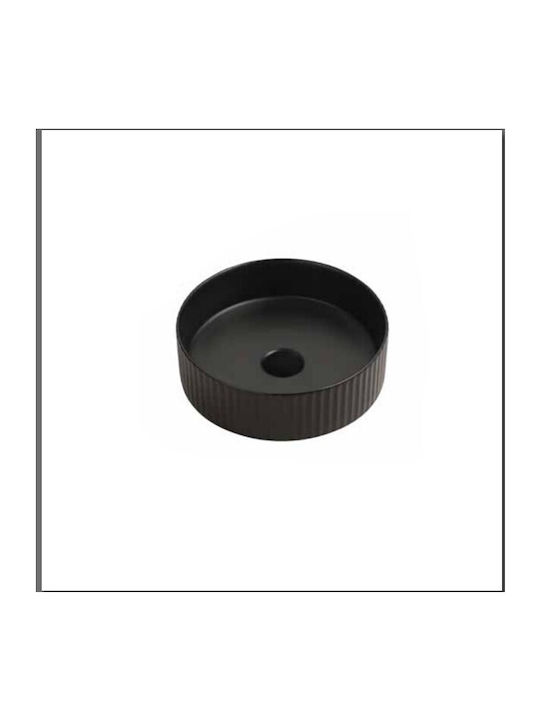 Sanindusa Countertop Sink Porcelain 36x36x12cm Black Checkmate