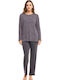 Cherry Underwear Winter Women's Pyjama Set Blue