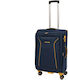 Lamonza Cruise Mittlerer Stoffkoffer Marineblau/Gelb mit 4 Rädern Höhe 68cm