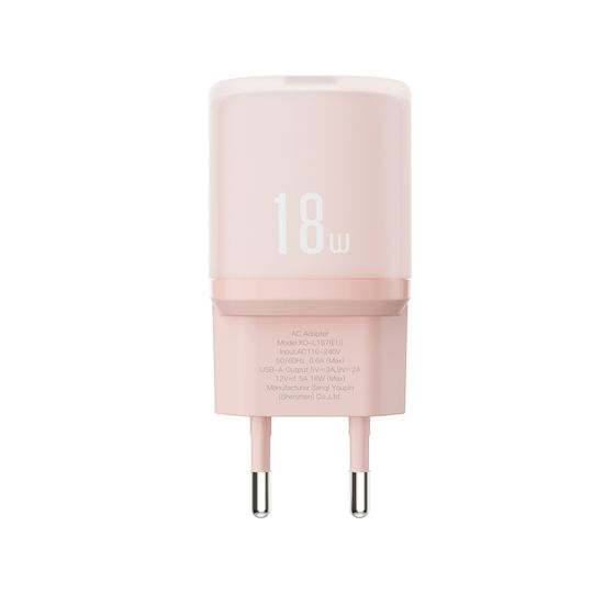 XO Încărcător Fără Cablu cu Port USB-A 18W Quick Charge 3.0 Roz (L157)