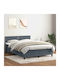 Doppelbett Bezogen mit Stoff Dunkelgrau mit Lattenrost & Matratze 160x210cm