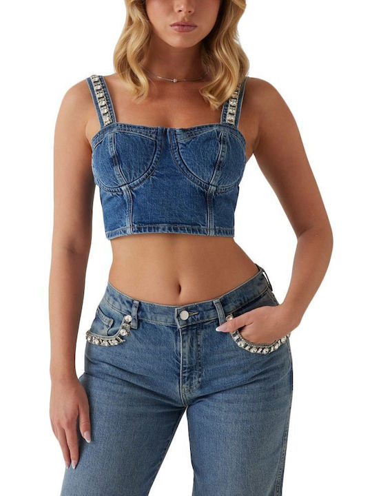 Women's Blouse Corset Sleeveless Blue