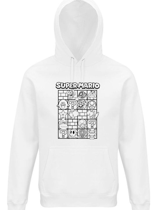 Hoodie Unisex Organic " Super Mario Fanart " White