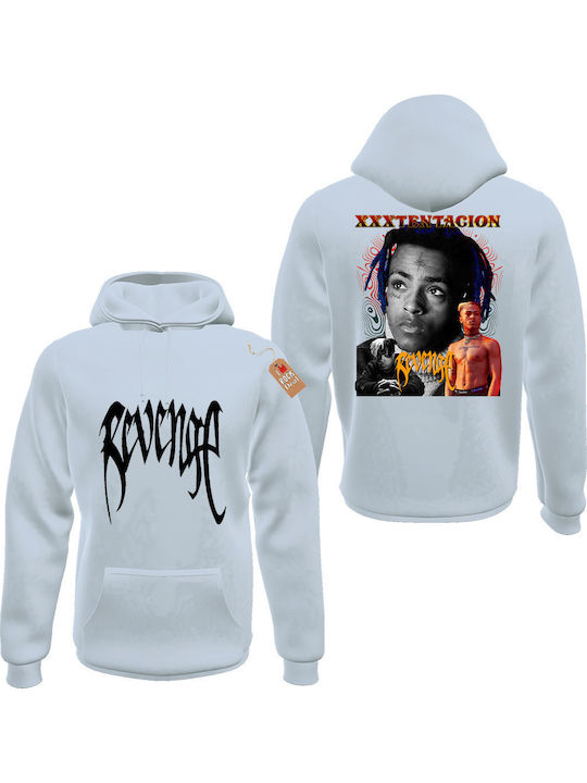 Rock Deal Lux In Tenebris Xxxtentacion Φούτερ με Κουκούλα Λευκό Βαμβακερό