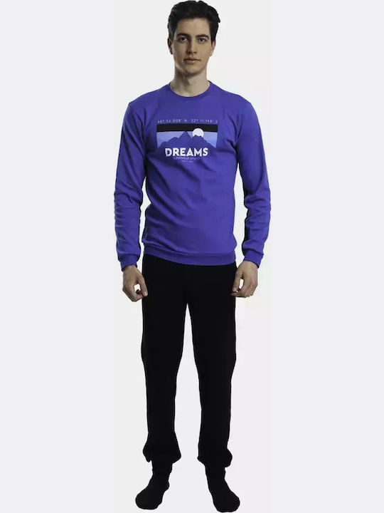 Dreams by Joyce Sleepwear Winter Men's Cotton Pyjama Blouse Blue