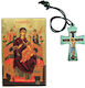 Icon of Virgin Mary Pantanassa Wooden Hanging Cross Gift Set Authentic Product of Vatopedi Monastery