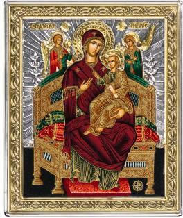 Panagia Pantanassa Crafted Canvas Icon Authentic Product of Vatopedi Monastery Holy Great Monastery Vatopedi 030403000008123 11 X 9 Cm