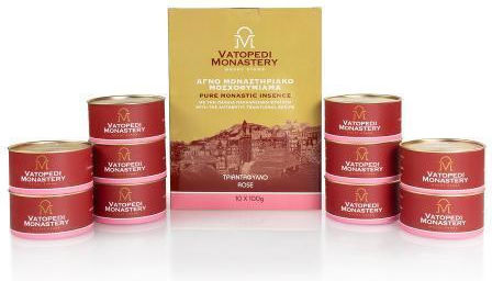 Pure Incense of Mount Athos Old Traditional Recipe 10 X 100g Authentic Product of Vatopedi Monastery Holy Great Monastery Vatopedi 28164 Rose