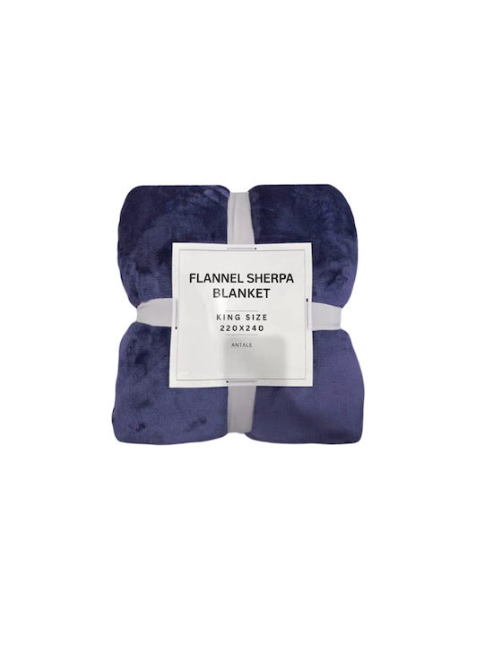 Marwa Sherpa Blanket Double 220x240cm Blue