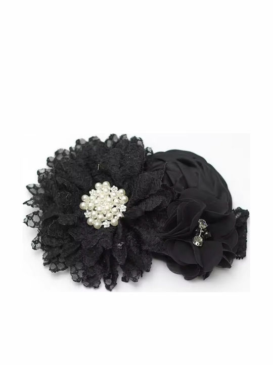 Official Impressive Headband Various Flowers Pearls Diamonds Black