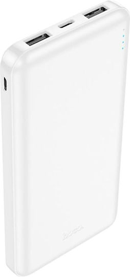 Hoco J100 Power Bank 10000mAh cu 2 Porturi USB-A Alb