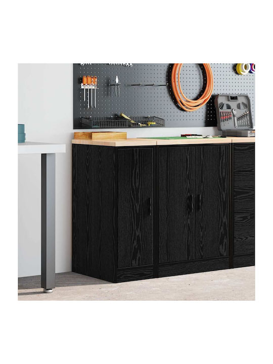 Living Room Cabinet Made of Solid Wood Black 30...
